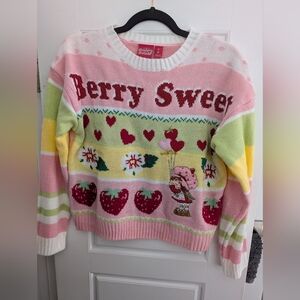 Women's Sweater - Pink, Green, Yellow Strawberry Shortcake